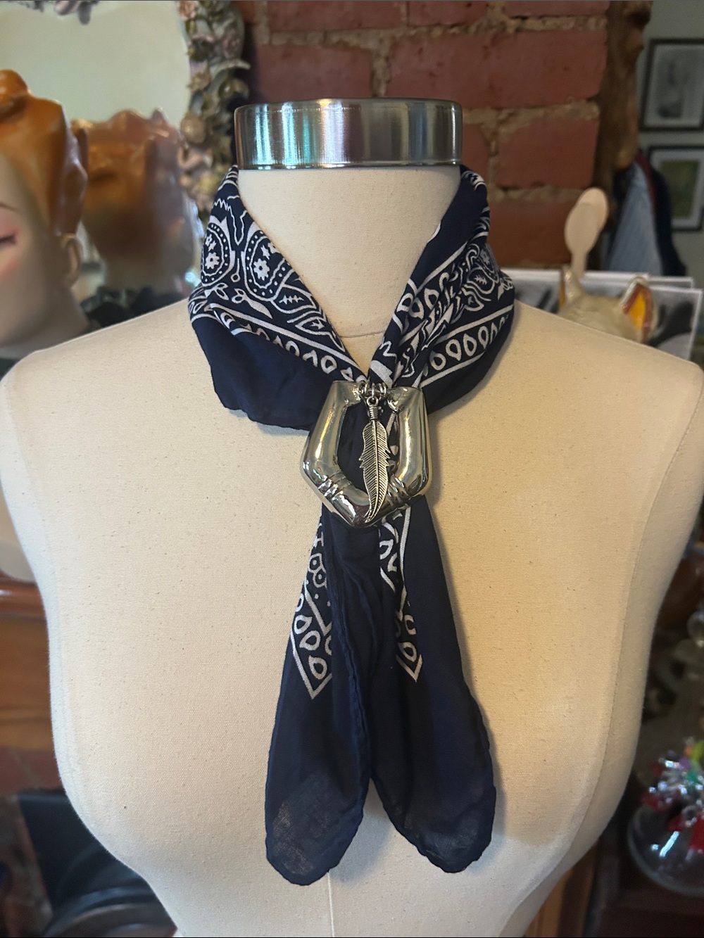 OOAK Vintage Western Buckle Slide with Bandana Scarf - Picture 7 of 7